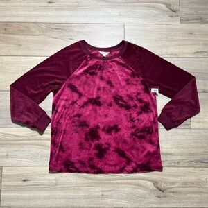Secret Treasures Womens Tie Dye Long Sleeve Velour Pajama Top Size Medium